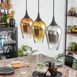 Lampes Dorées-hofstein Ladrongueira Suspension Chrome, Or, Clair, Cuivré, Fumé, 3 lumières