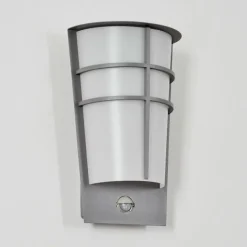 hofstein Lamarche Lampe murale d´extérieur, Applique murale LED Gris, 2 lumières, Détecteur de mouvement