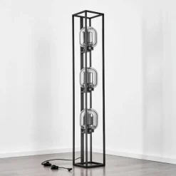 Suspension Verre Fumé-hofstein Lampadaire Arieux Noir, 3 lumières