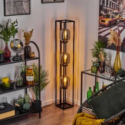 Suspension Verre Fumé-hofstein Lampadaire Arieux Noir, 3 lumières