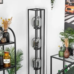 Suspension Verre Fumé-hofstein Lampadaire Arieux Noir, 3 lumières