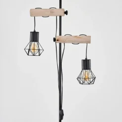 Luminaires Scandinaves-hofstein Lampadaire Bardhaman Écru, Noir, 2 lumières