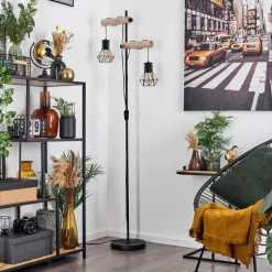 Luminaires Scandinaves-hofstein Lampadaire Bardhaman Écru, Noir, 2 lumières