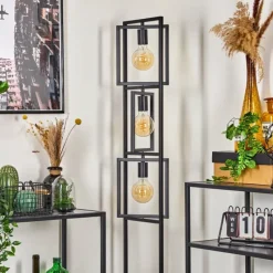 Lampes Vintages & Rétros-hofstein Lampadaire Bass Noir, 3 lumières