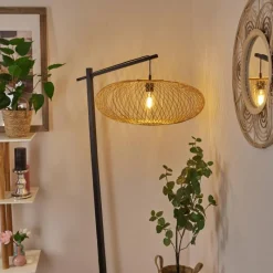 Style Boho-Chic-hofstein Lampadaire Brooker Noir, 1 lumière