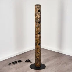 Luminaires Scandinaves-hofstein Lampadaire Canedo Bois foncé, Noir, 4 lumières