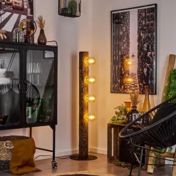 Luminaires Scandinaves-hofstein Lampadaire Canedo Bois foncé, Noir, 4 lumières