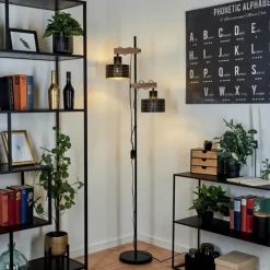 Lampes Dorées-hofstein Lampadaire Chabian Noir, 2 lumières