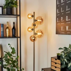 hofstein Lampadaire Chehalis LED Laiton, Noir, 6 lumières