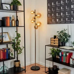 hofstein Lampadaire Chehalis LED Laiton, Noir, 6 lumières