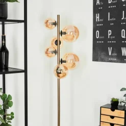 hofstein Lampadaire Chehalis LED Laiton, Noir, 6 lumières