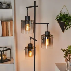 hofstein Lampadaire Gafa Noir, 3 lumières