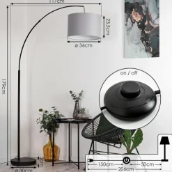 Lampes En Tissu-hofstein Lampadaire Gualdim Noir, 1 lumière