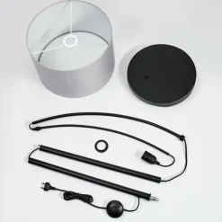 Lampes En Tissu-hofstein Lampadaire Gualdim Noir, 1 lumière