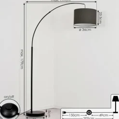 Lampes En Tissu-hofstein Lampadaire Gualdim Noir, 1 lumière