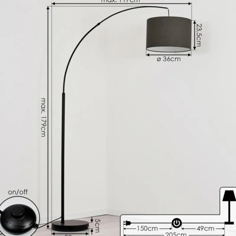Lampes En Tissu-hofstein Lampadaire Gualdim Noir, 1 lumière