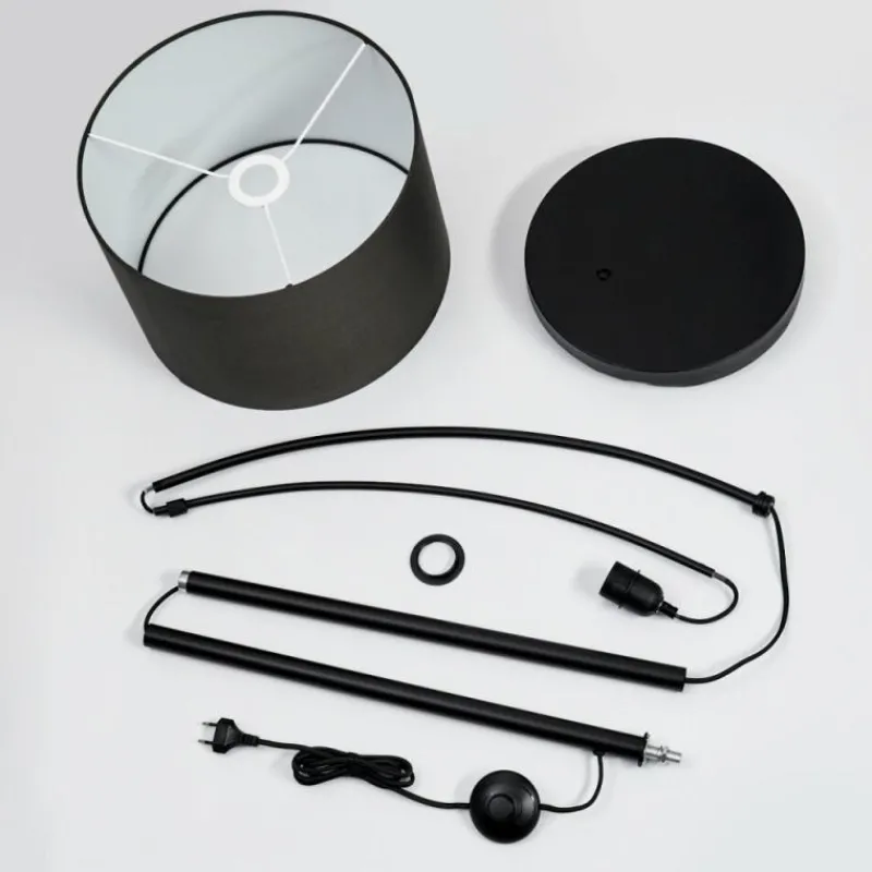 Lampes En Tissu-hofstein Lampadaire Gualdim Noir, 1 lumière