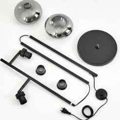 Suspension Verre Fumé-hofstein Lampadaire Haikala Noir, 2 lumières