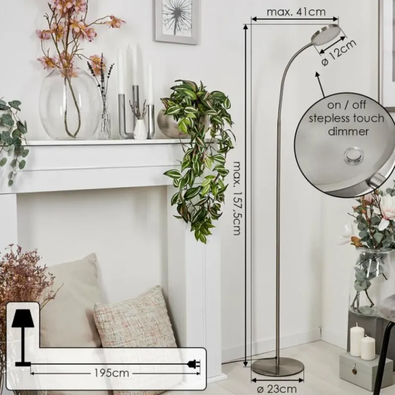 hofstein Lampadaire Haltia LED Nickel mat, 1 lumière