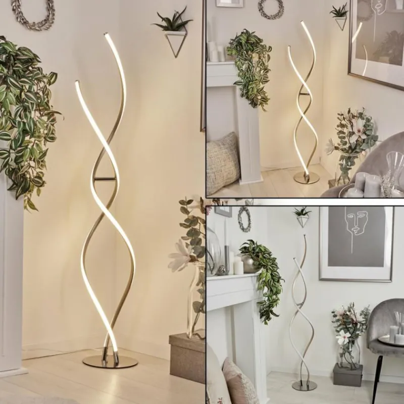 hofstein Lampadaire Henrichemont LED Chrome, Nickel mat, 1 lumière* Lampadaires Et Lampes Sur Pied