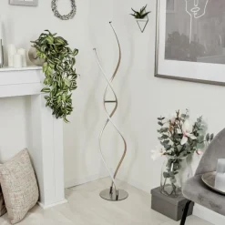 hofstein Lampadaire Henrichemont LED Chrome, Nickel mat, 1 lumière* Lampadaires Et Lampes Sur Pied