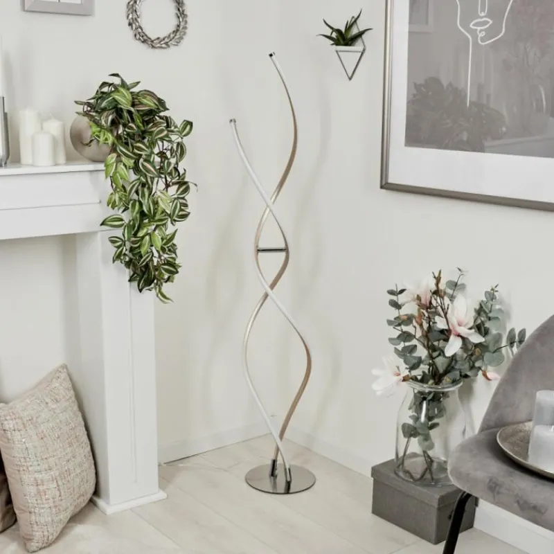 hofstein Lampadaire Henrichemont LED Chrome, Nickel mat, 1 lumière* Lampadaires Et Lampes Sur Pied