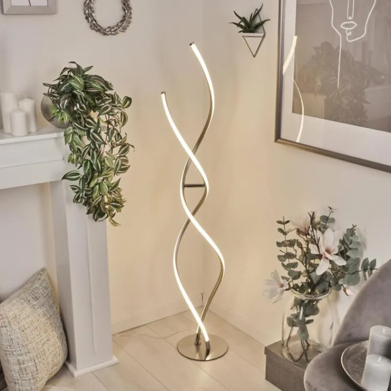 hofstein Lampadaire Henrichemont LED Chrome, Nickel mat, 1 lumière* Lampadaires Et Lampes Sur Pied