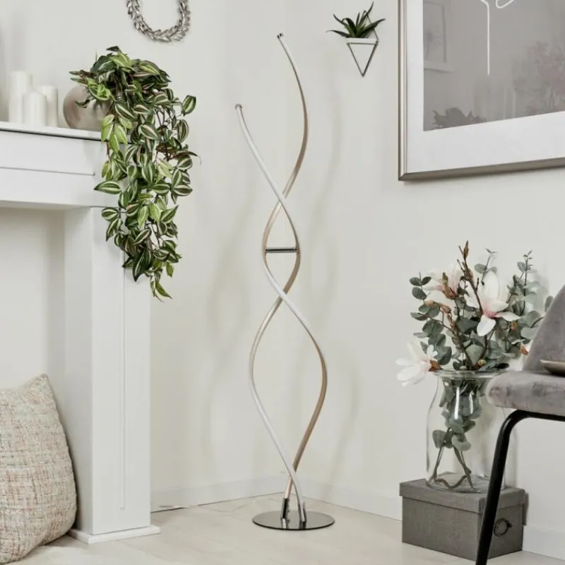 hofstein Lampadaire Henrichemont LED Chrome, Nickel mat, 1 lumière* Lampadaires Et Lampes Sur Pied