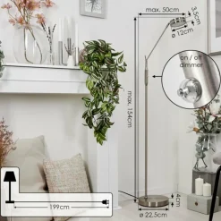 hofstein Lampadaire Huallilemu LED Nickel mat, 1 lumière