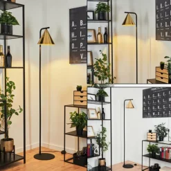 Lampes Dorées-hofstein Lampadaire Hueso Noir, 1 lumière