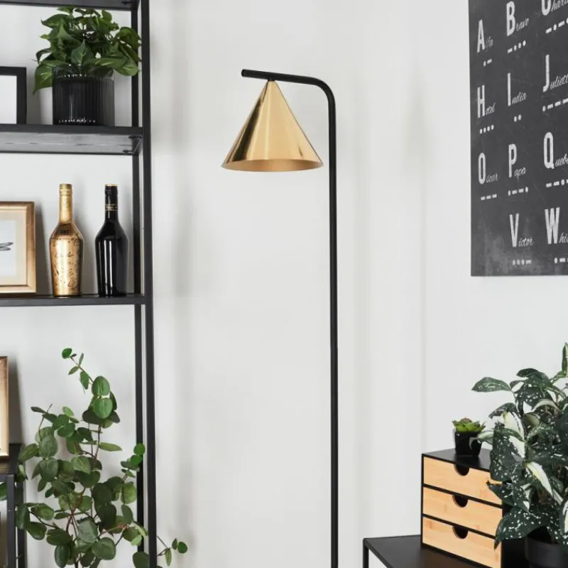 Lampes Dorées-hofstein Lampadaire Hueso Noir, 1 lumière