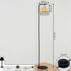 Lampes Dorées-hofstein Lampadaire Hueso Noir, 1 lumière