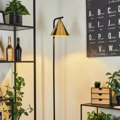 Lampes Dorées-hofstein Lampadaire Hueso Noir, 1 lumière