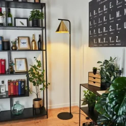 Lampes Dorées-hofstein Lampadaire Hueso Noir, 1 lumière