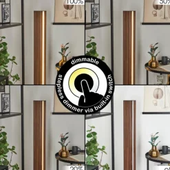 Lampes En Bois-hofstein Lampadaire Kyneton LED Bois foncé, Noir, 1 lumière