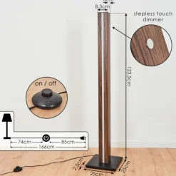 Lampes En Bois-hofstein Lampadaire Kyneton LED Bois foncé, Noir, 1 lumière