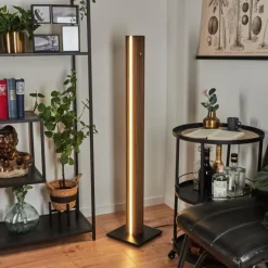 Lampes En Bois-hofstein Lampadaire Kyneton LED Bois foncé, Noir, 1 lumière