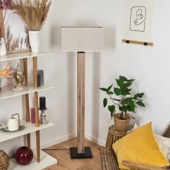 Lampes En Tissu-hofstein Lampadaire Kyneton LED Écru, Noir, 2 lumières