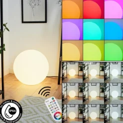 hofstein Lampadaire Loural LED Nickel mat, 1 lumière, Télécommandes, Changeur de couleurs