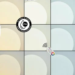 hofstein Lampadaire Loural LED Nickel mat, 1 lumière, Télécommandes, Changeur de couleurs