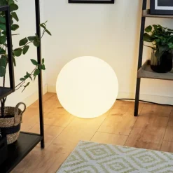 hofstein Lampadaire Loural LED Nickel mat, 1 lumière, Télécommandes, Changeur de couleurs