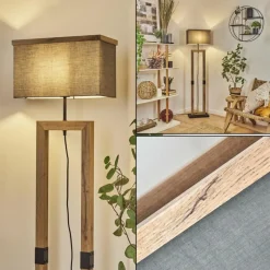 Style Boho-Chic-hofstein Lampadaire Lure Brun, Couleur bois, Noir, 1 lumière