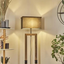 Style Boho-Chic-hofstein Lampadaire Lure Brun, Couleur bois, Noir, 1 lumière