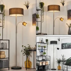 Lampes En Tissu-hofstein Lampadaire Murteirinha Nickel mat, Noir, 2 lumières