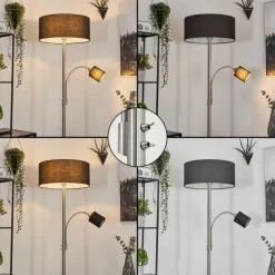 Lampes En Tissu-hofstein Lampadaire Murteirinha Nickel mat, Noir, 2 lumières