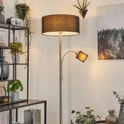 Lampes En Tissu-hofstein Lampadaire Murteirinha Nickel mat, Noir, 2 lumières