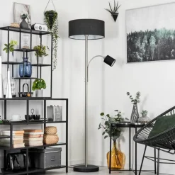 Lampes En Tissu-hofstein Lampadaire Murteirinha Nickel mat, Noir, 2 lumières