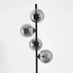 Suspension Verre Fumé-hofstein Lampadaire Remaisnil Noir, 4 lumières