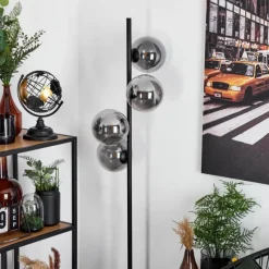 Suspension Verre Fumé-hofstein Lampadaire Remaisnil Noir, 4 lumières