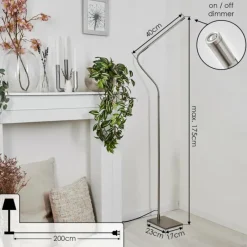 hofstein Lampadaire Reuland LED Nickel mat, 1 lumière